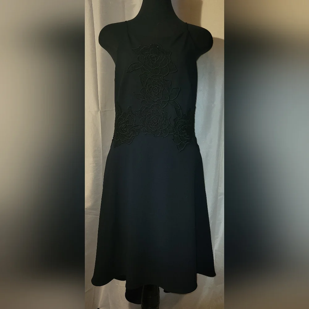 AIDAN MATTOX navy blue high low dress - Picture 1 of 6